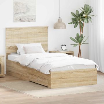 vidaXL Lovos rėmas Sonoma ąžuolas 100 x 200 cm Apdirbta mediena