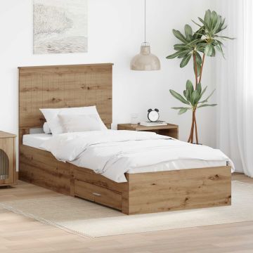 vidaXL Lovos rėmas Amatininkų ąžuolas 90 x 200 cm Apdirbta mediena