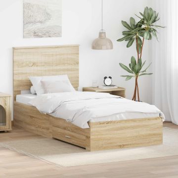 vidaXL Lovos rėmas Sonoma ąžuolas 90 x 190 cm Apdirbta mediena