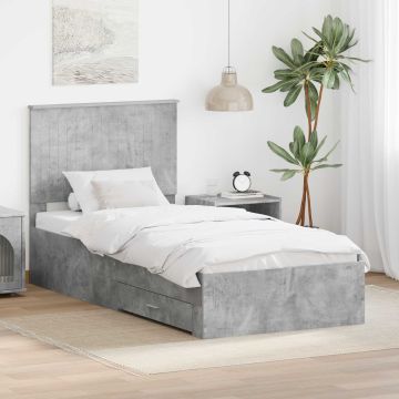 vidaXL Lovos rėmas Betono pilka 90 x 190 cm Apdirbta mediena
