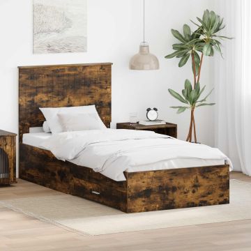 vidaXL Lovos rėmas Rūkyta ąžuolas 90 x 190 cm Apdirbta mediena