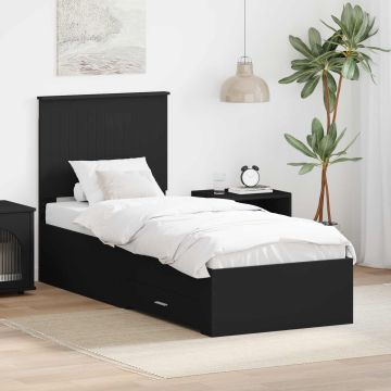 vidaXL Lovos rėmas Juodas ir sidabrinis 70 x 190 cm Apdirbta mediena