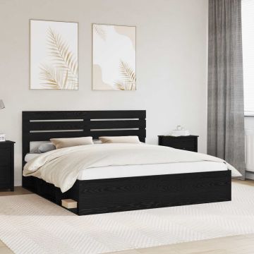 vidaXL Lovos rėmas Juoda 200 x 200 cm Kietos pušies mediena