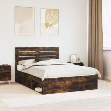 vidaXL Lovos rėmas Rūkyta ąžuolas 160 x 200 cm Kietos pušies mediena