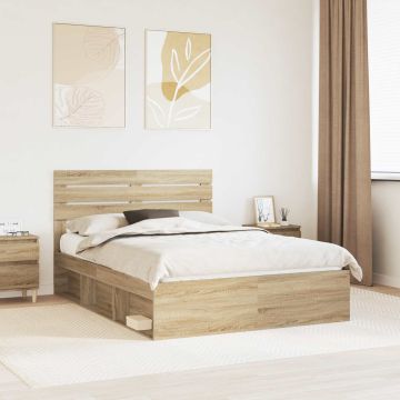 vidaXL Lovos rėmas Sonoma 140 x 190 cm Kietos pušies mediena