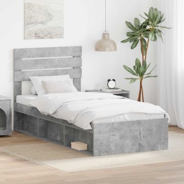 vidaXL Lovos rėmas Betoninė 90 x 200 cm Kietos pušies mediena