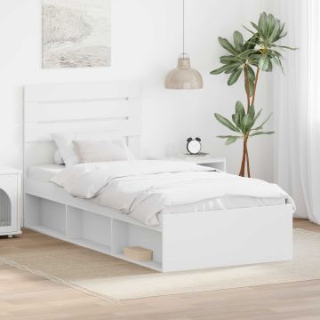 vidaXL Lovos rėmas Balta 90 x 190 cm Kietos pušies mediena