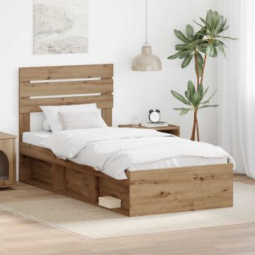 vidaXL Lovos rėmas Meistrų ąžuolas 90 x 190 cm Kietos pušies mediena