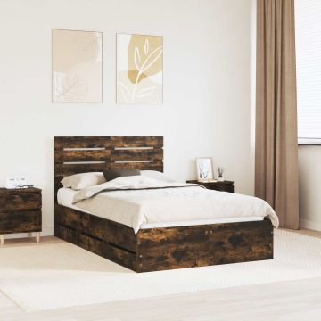vidaXL Lovos rėmas Rūkyta ąžuolas 120 x 190 cm Inžinerinė mediena