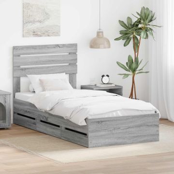 vidaXL Lovos rėmas Pilkas Sonoma 90 x 190 cm Inžinerinė mediena