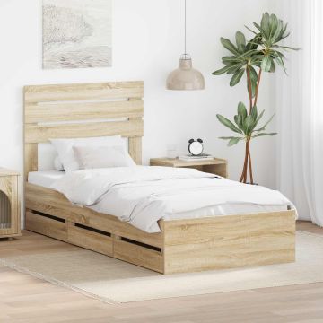 vidaXL Lovos rėmas Sonoma ąžuolas 75 x 190 cm Inžinerinė mediena