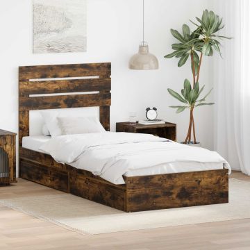 vidaXL Saugos lova Rūkyta ąžuolas 100 x 200 cm Apdirbta mediena