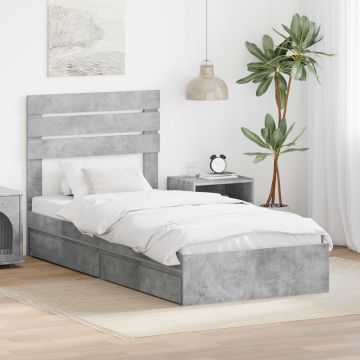vidaXL Saugos lova Betono pilka 70 x 190 cm Apdirbta mediena