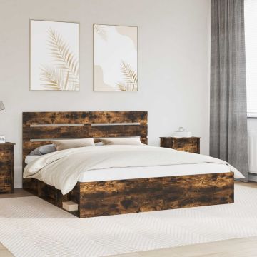 vidaXL Lovos rėmas Rūkyta ąžuolas 180 x 200 cm Kietos pušies mediena