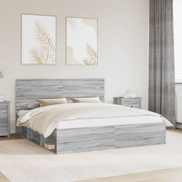 vidaXL Lovos rėmas Pilkas Sonoma 180 x 200 cm Kietos pušies mediena