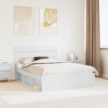 vidaXL Lovos rėmas Balta 150 x 200 cm Kietos pušies mediena