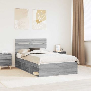 vidaXL Lovos rėmas Pilkas Sonoma 120 x 200 cm Kietos pušies mediena