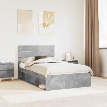 vidaXL Lovos rėmas Betoninė 120 x 190 cm Kietos pušies mediena