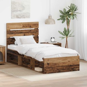 vidaXL Lovos rėmas Senas medis 75 x 190 cm Kietos pušies mediena