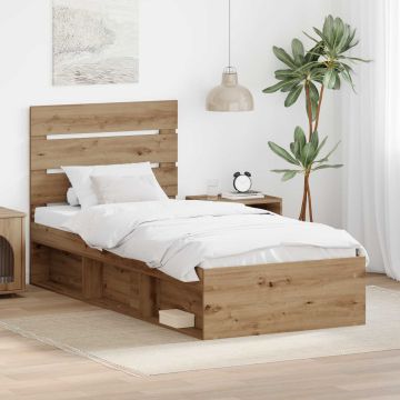 vidaXL Lovos rėmas Meistrų ąžuolas 75 x 190 cm Kietos pušies mediena