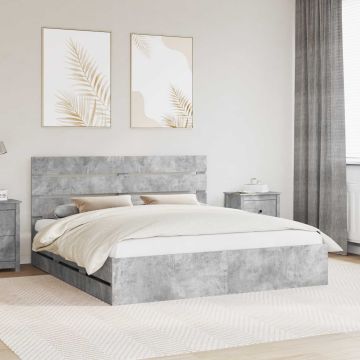 vidaXL Lovos rėmas Betono pilka 180 x 200 cm Inžinerinė mediena