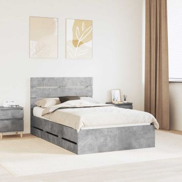 vidaXL Lovos rėmas Betono pilka 135 x 190 cm Inžinerinė mediena