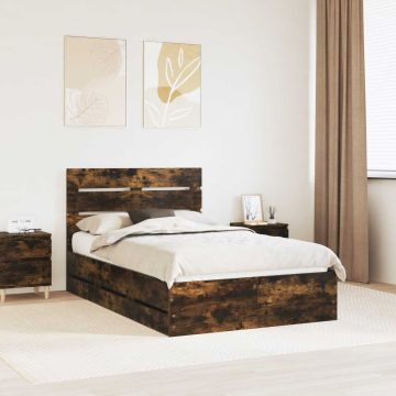 vidaXL Lovos rėmas Rūkyta ąžuolas 120 x 200 cm Inžinerinė mediena