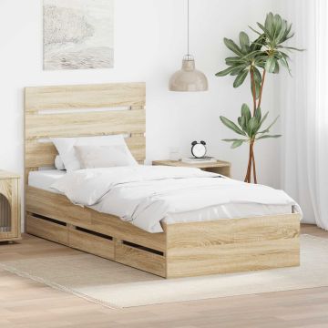 vidaXL Lovos rėmas Sonoma ąžuolas 75 x 190 cm Inžinerinė mediena