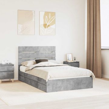 vidaXL Saugos lova Betono pilka 135 x 190 cm Apdirbta mediena