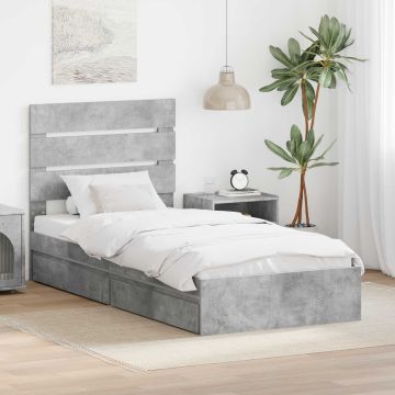 vidaXL Saugos lova Betono pilka 100 x 200 cm Apdirbta mediena