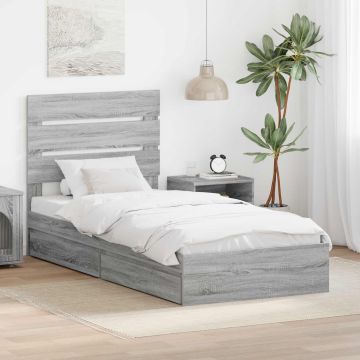 vidaXL Saugos lova Pilkas Sonoma 70 x 190 cm Apdirbta mediena