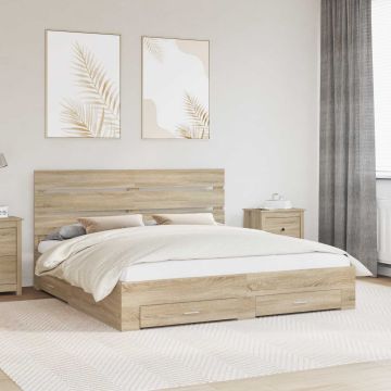 vidaXL Lovos rėmas Sonoma ąžuolas 200 x 200 cm Apdirbta mediena