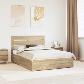 vidaXL Lovos rėmas Sonoma ąžuolas 140 x 200 cm Apdirbta mediena