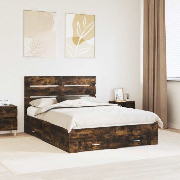vidaXL Lovos rėmas Rūkyta ąžuolas 140 x 200 cm Apdirbta mediena