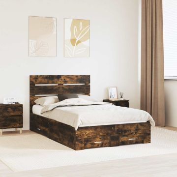vidaXL Lovos rėmas Rūkyta ąžuolas 135 x 190 cm Apdirbta mediena