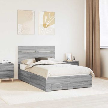 vidaXL Lovos rėmas Pilkas Sonoma 135 x 190 cm Apdirbta mediena