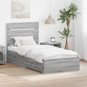 vidaXL Lovos rėmas su stalčių Pilko Sonamos ir sidabro 75 x 190 cm