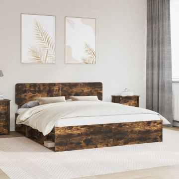 vidaXL Lovos rėmas Rūkyta ąžuolas 180 x 200 cm Kietos pušies mediena