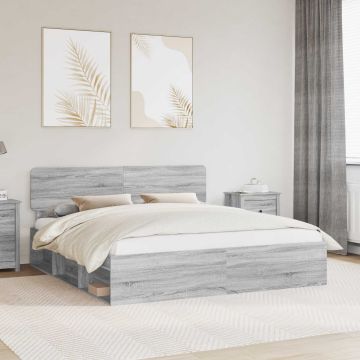 vidaXL Lovos rėmas Pilkas Sonoma 180 x 200 cm Kietos pušies mediena