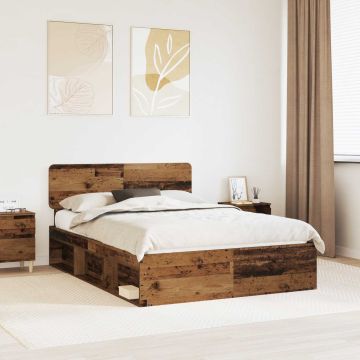 vidaXL Lovos rėmas Senas medis 140 x 190 cm Kietos pušies mediena