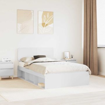 vidaXL Lovos rėmas Balta 120 x 200 cm Kietos pušies mediena