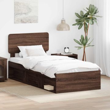 vidaXL Lovos rėmas Rudas ąžuolas 75 x 190 cm Kietos pušies mediena