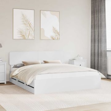 vidaXL Lovos rėmas su galvūgalio Baltas 200 x 200 cm Dirbtinė mediena