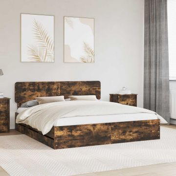 vidaXL Lovos rėmas Rūkytas Ąžuolas 200 x 200 cm Dirbtinė mediena