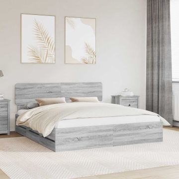 vidaXL Lovos rėmas Pilka Sonoma 180 x 200 cm Dirbtinė mediena