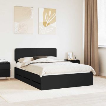 vidaXL Lovos rėmas su galvūgalio Juodas 140 x 190 cm Dirbtinė mediena