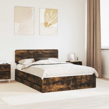 vidaXL Lovos rėmas Rūkytas Ąžuolas 140 x 190 cm Dirbtinė mediena