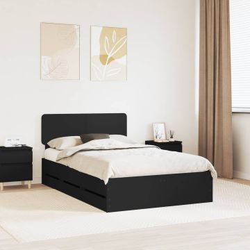 vidaXL Lovos rėmas su galvūgalio Juodas 120 x 200 cm Dirbtinė mediena