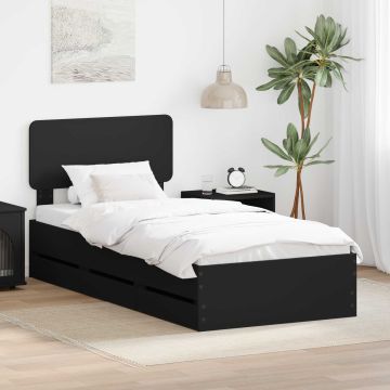 vidaXL Lovos rėmas su galvūgalio Juodas 100 x 200 cm Dirbtinė mediena