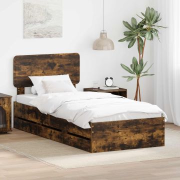 vidaXL Lovos rėmas Rūkytas Ąžuolas 100 x 200 cm Dirbtinė mediena